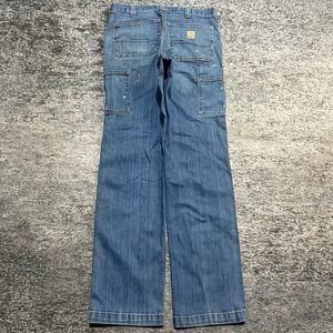 Carhartt Carpenter Jeans Mens 33x33 Blue Paint Distressed Workwear
